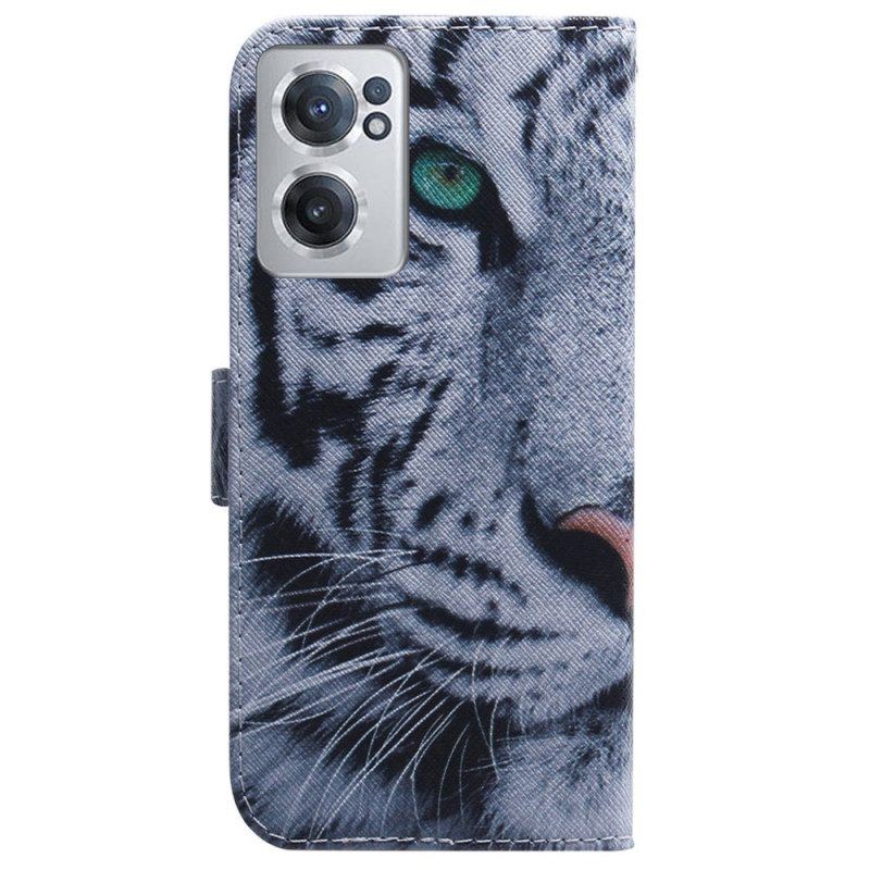 Flip Case Für OnePlus Nord CE 2 5G Weißer Tiger