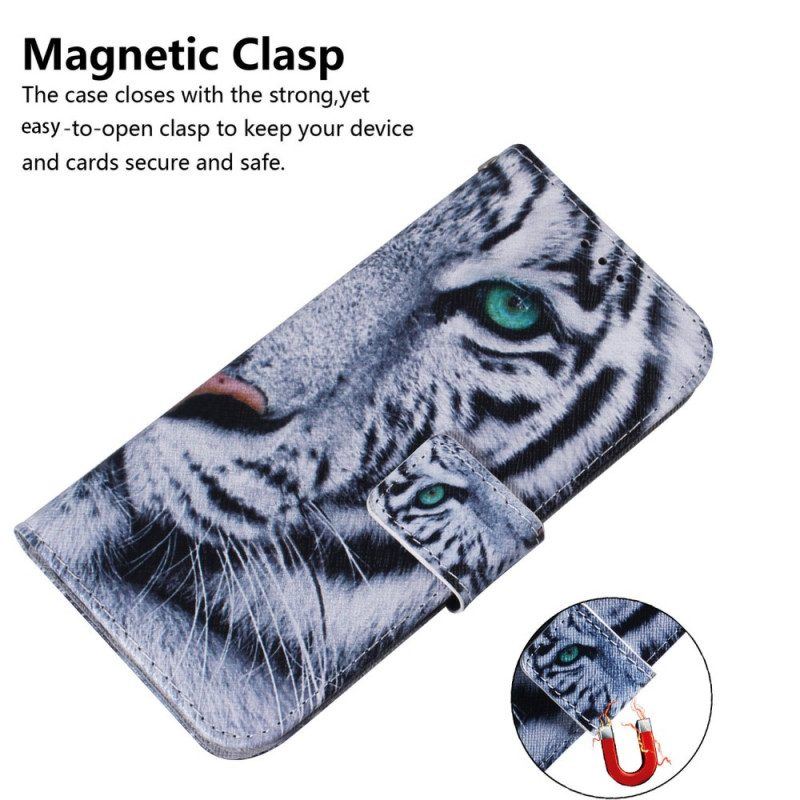 Flip Case Für OnePlus Nord CE 2 5G Weißer Tiger