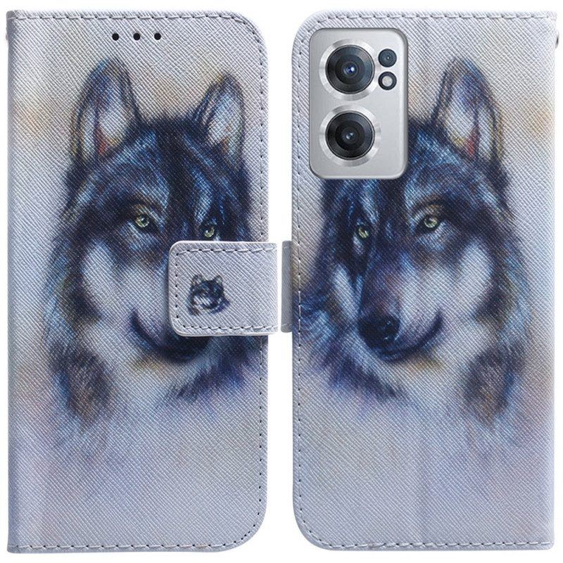 Flip Case Für OnePlus Nord CE 2 5G Wolf-malerei