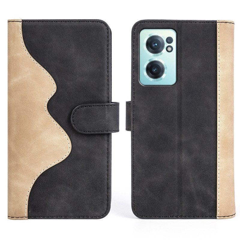 Flip Case Für OnePlus Nord CE 2 5G Zweifarbiges Kunstleder