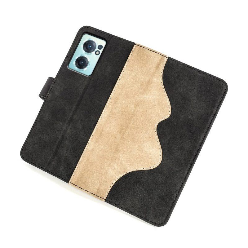 Flip Case Für OnePlus Nord CE 2 5G Zweifarbiges Kunstleder