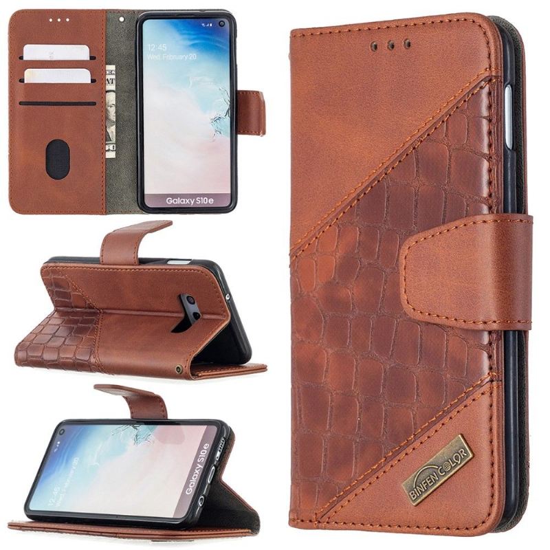 Flip Case Für Samsung Galaxy S10e Croc Aspect Ledereffekt