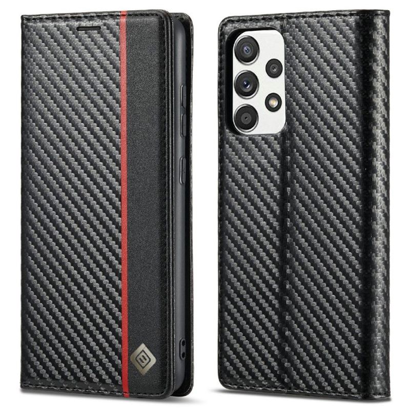 Flip Case Für Samsung Galaxy A52 5G / A52 4G / A52s 5G Kohlefaser-ledereffekt