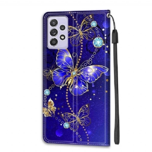 Flip Case Für Samsung Galaxy A52 5G / A52 4G / A52s 5G Lila Schmetterling