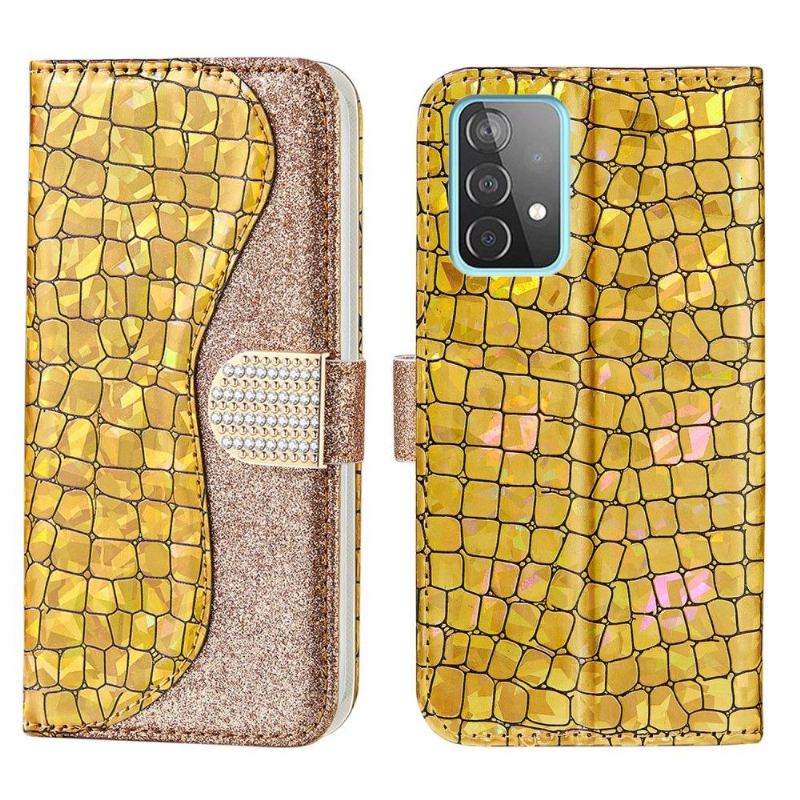 Flip Case Für Samsung Galaxy A52 5G / A52 4G / A52s 5G Luxuriöse Pailletten In Kroko-optik