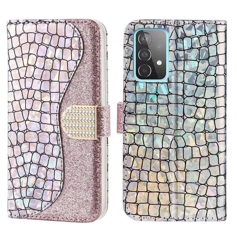 Flip Case Für Samsung Galaxy A52 5G / A52 4G / A52s 5G Luxuriöse Pailletten In Kroko-optik