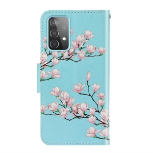 Flip Case Für Samsung Galaxy A52 5G / A52 4G / A52s 5G Weiße Blumen