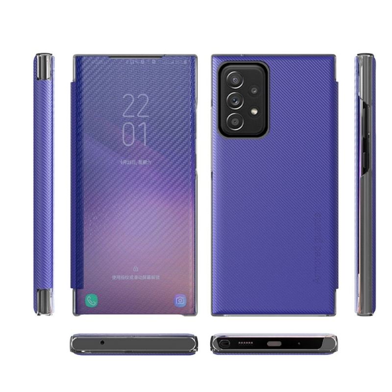 Handyhülle Für Samsung Galaxy A52 5G / A52 4G / A52s 5G Flip Case Kohlefaser