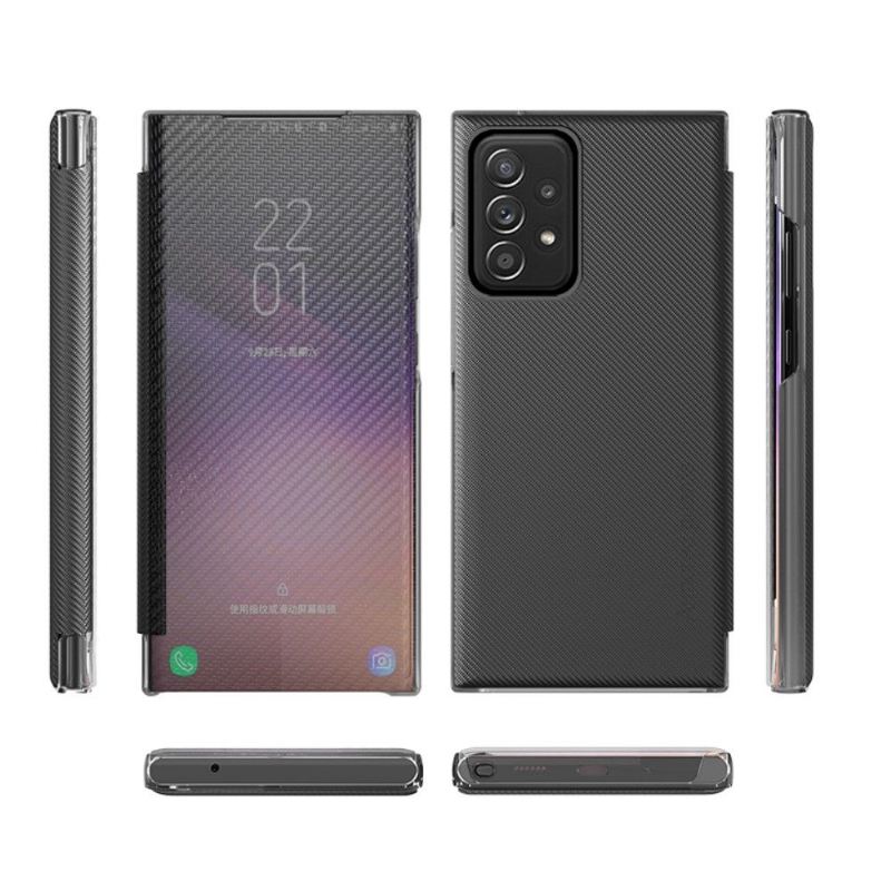 Handyhülle Für Samsung Galaxy A52 5G / A52 4G / A52s 5G Flip Case Kohlefaser