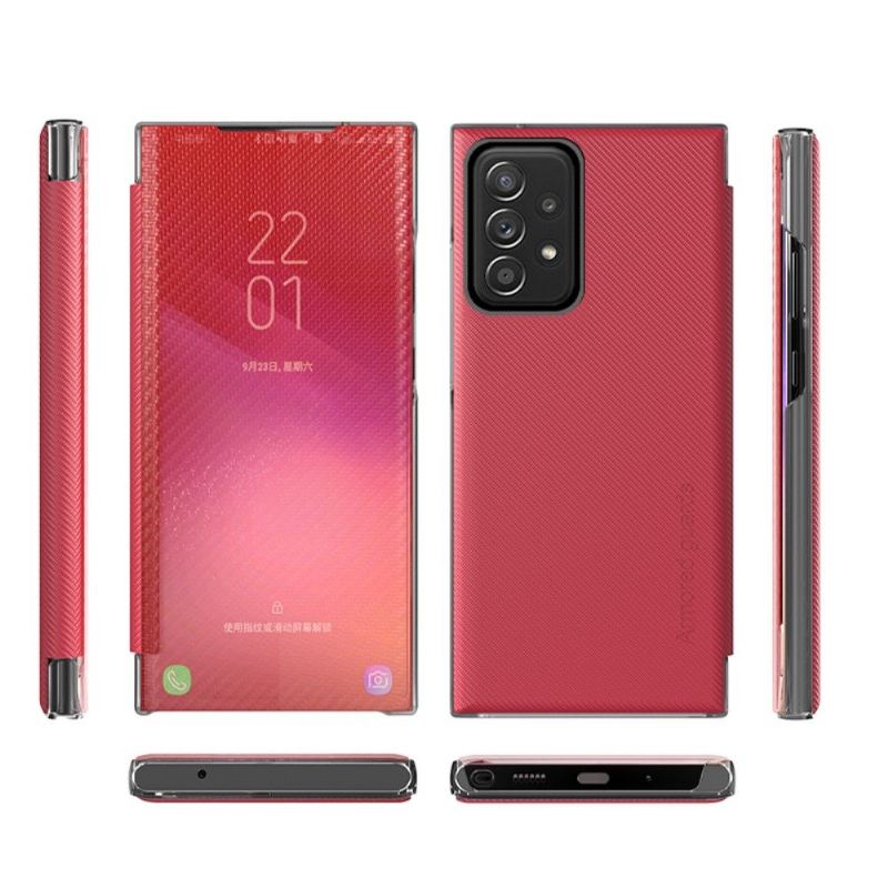 Handyhülle Für Samsung Galaxy A52 5G / A52 4G / A52s 5G Flip Case Kohlefaser