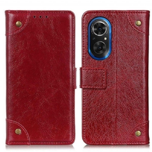 Flip Case Für Honor 50 SE Stil: Nappaleder Mit Vintage-nieten