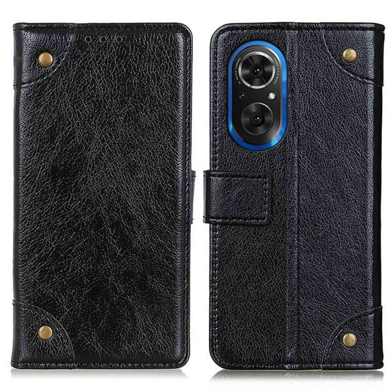 Flip Case Für Honor 50 SE Stil: Nappaleder Mit Vintage-nieten