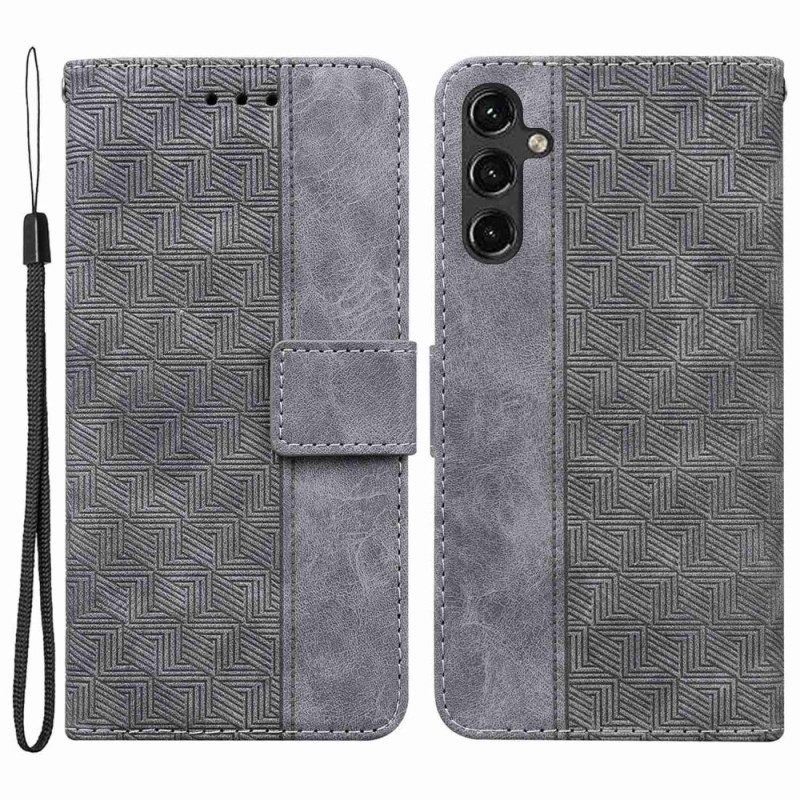 Flip Case Für Samsung Galaxy A14 / A14 5G Mit Kordel Riemchenmuster