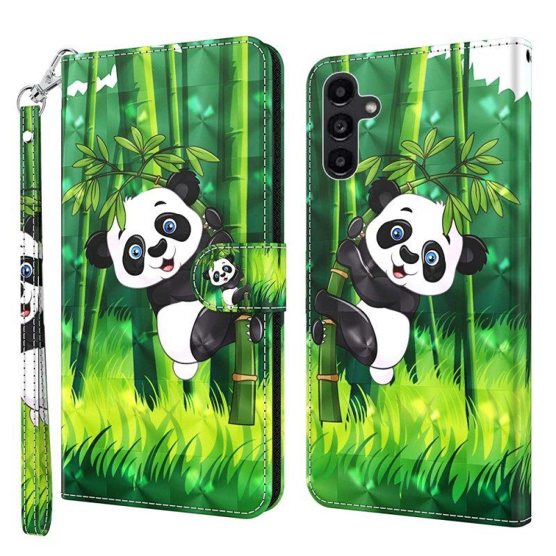 Flip Case Für Samsung Galaxy A14 / A14 5G Panda-bambus