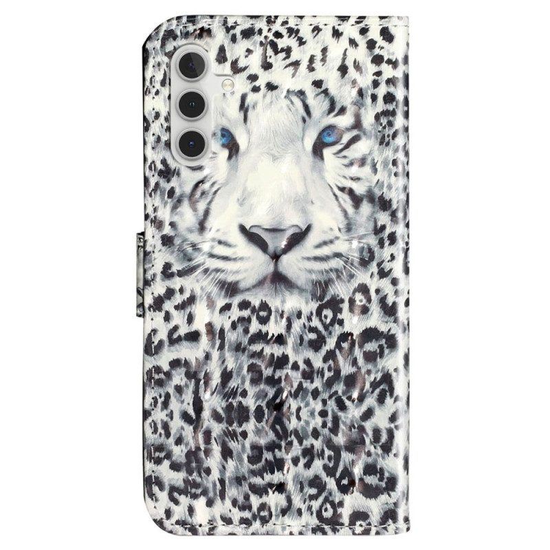 Lederhüllen Für Samsung Galaxy A14 / A14 5G Mit Kordel Riemchen-leopard