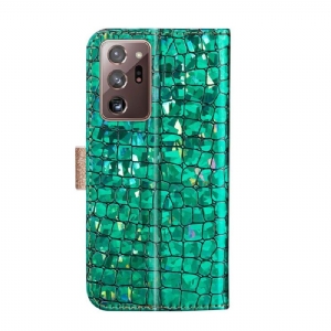 Case Für Samsung Galaxy Note 20 Ultra Glamour-pailletten In Kroko-optik