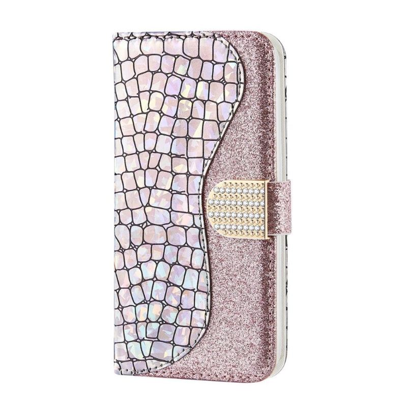 Case Für Samsung Galaxy Note 20 Ultra Glamour-pailletten In Kroko-optik