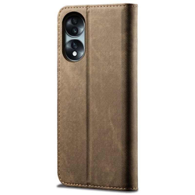 Schutzhülle Für Honor 70 Flip Case Jeansstoff Mit Stichmuster