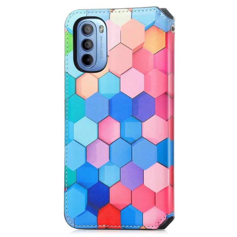 Flip Case Für Motorola Moto G31 / Moto G41 Farbige Wabe