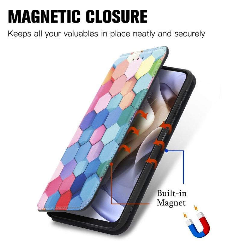 Flip Case Für Motorola Moto G31 / Moto G41 Farbige Wabe