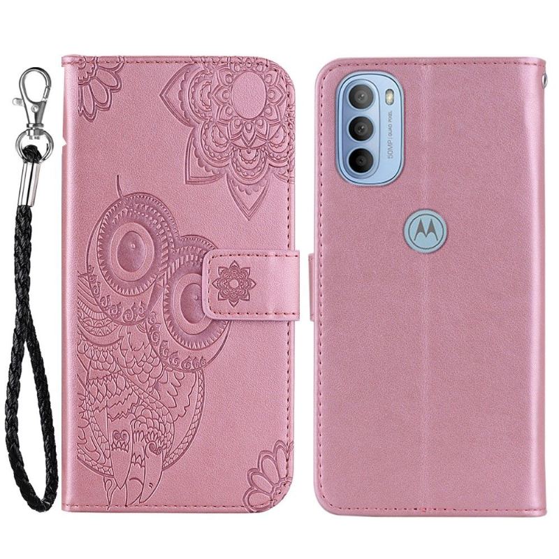 Flip Case Für Motorola Moto G31 / Moto G41 Geprägte Eule