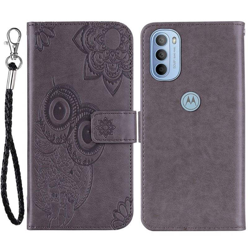 Flip Case Für Motorola Moto G31 / Moto G41 Geprägte Eule