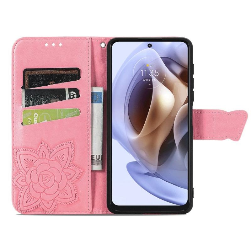 Flip Case Für Motorola Moto G31 / Moto G41 Geprägter Schmetterling