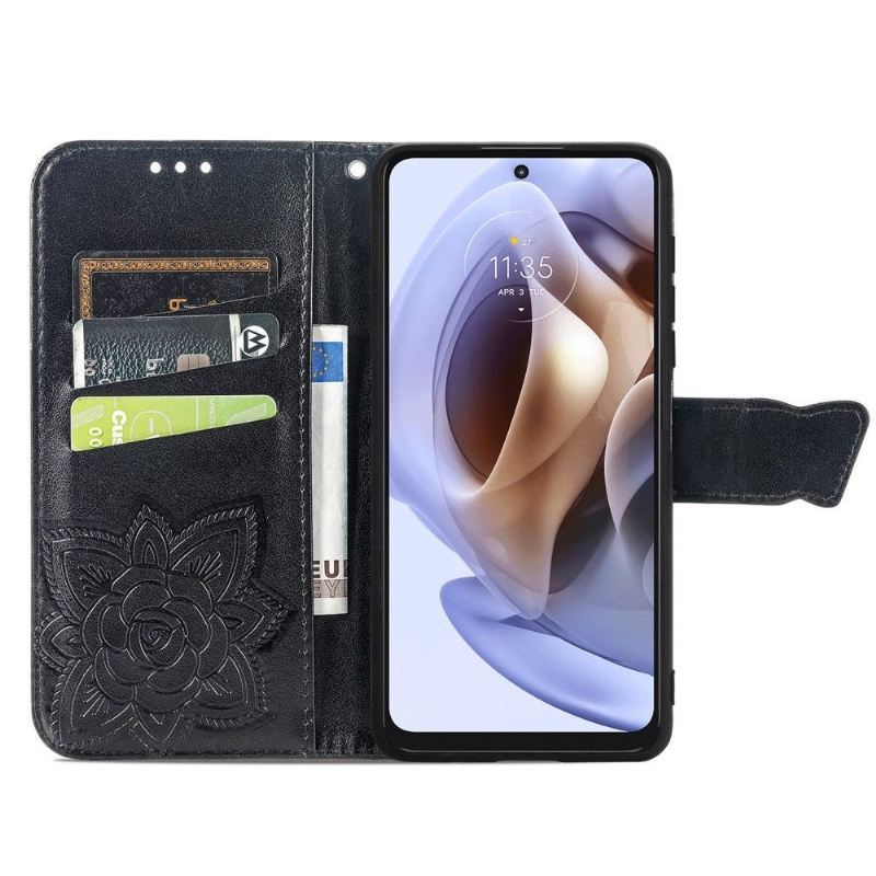 Flip Case Für Motorola Moto G31 / Moto G41 Geprägter Schmetterling