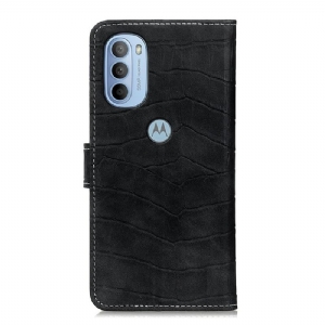 Flip Case Für Motorola Moto G31 / Moto G41 Ziernähte In Kroko-optik