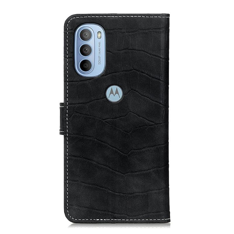 Flip Case Für Motorola Moto G31 / Moto G41 Ziernähte In Kroko-optik