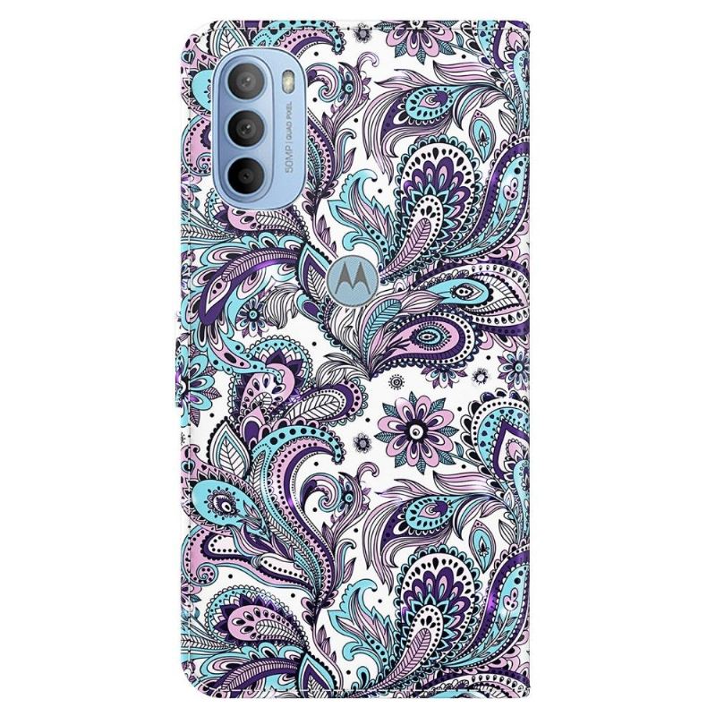 Lederhüllen Für Motorola Moto G31 / Moto G41 Paisley-blume