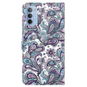 Lederhüllen Für Motorola Moto G31 / Moto G41 Paisley-blume