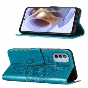 Lederhüllen Für Motorola Moto G31 / Moto G41 Schmetterlingsblumen-kartenhalter