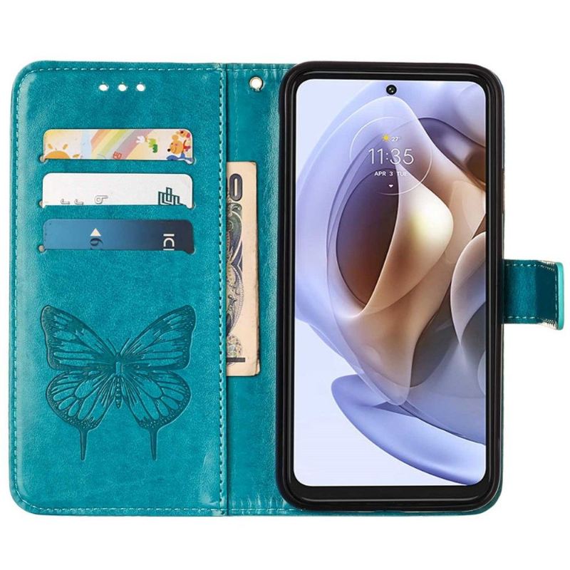 Lederhüllen Für Motorola Moto G31 / Moto G41 Schmetterlingsblumen-kartenhalter