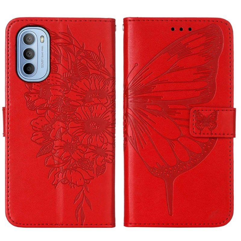 Lederhüllen Für Motorola Moto G31 / Moto G41 Schmetterlingsblumen-kartenhalter