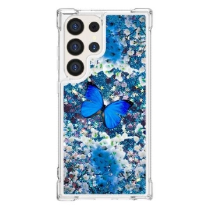 Hülle Samsung Galaxy S24 Ultra 5g Handyhülle Blauer Schmetterlingsglitter