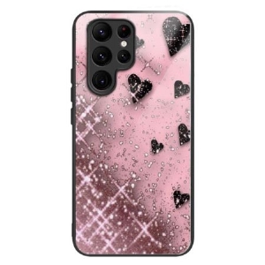 Hülle Samsung Galaxy S24 Ultra 5g Handyhülle Rosa Herzen Aus Gehärtetem Glas