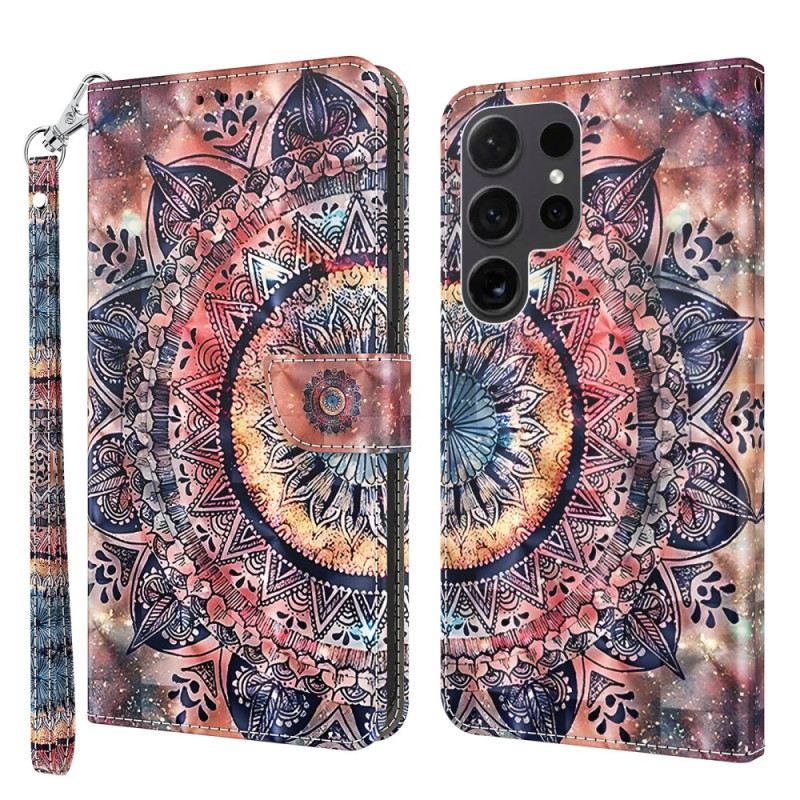 Lederhüllen Für Samsung Galaxy S24 Ultra 5g Buntes Mandala Mit Riemen