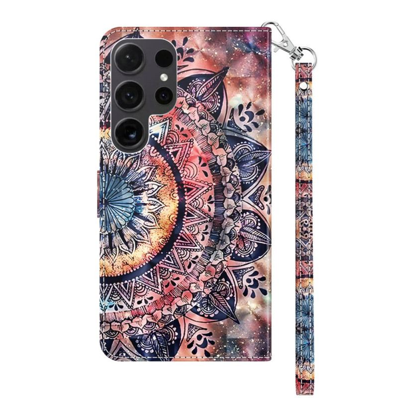 Lederhüllen Für Samsung Galaxy S24 Ultra 5g Buntes Mandala Mit Riemen