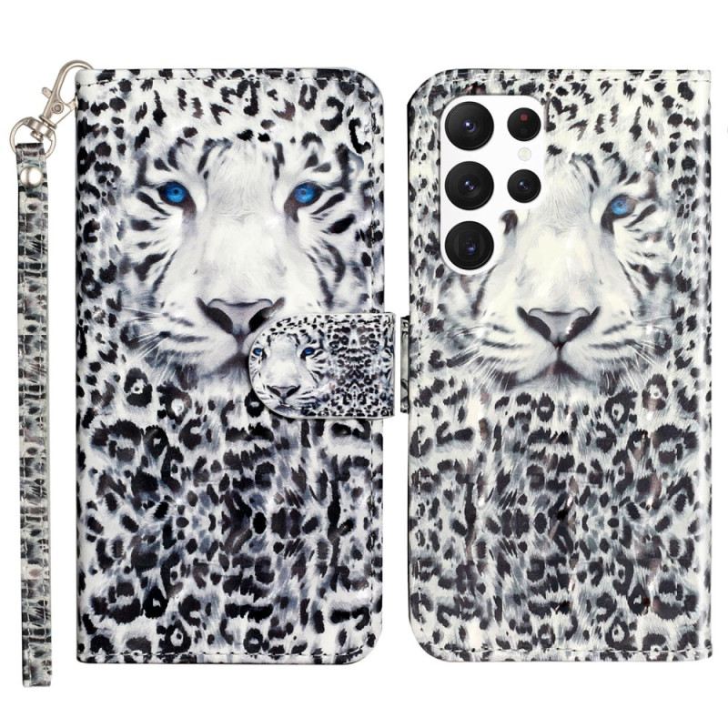 Lederhüllen Für Samsung Galaxy S24 Ultra 5g Leopard Mit Riemen