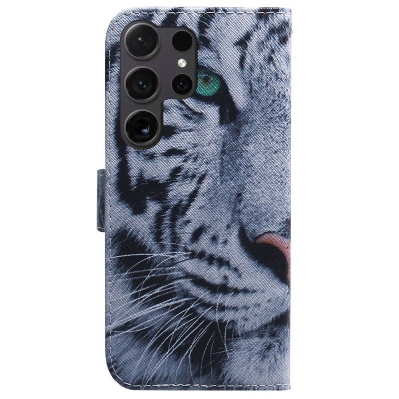 Lederhüllen Für Samsung Galaxy S24 Ultra 5g Weißer Tiger