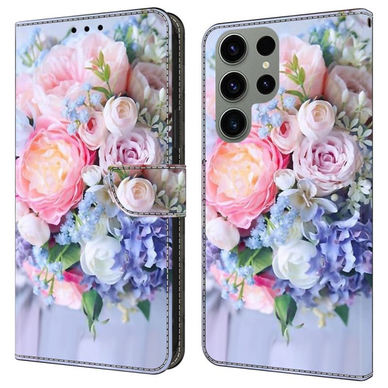 Lederhüllen Samsung Galaxy S24 Ultra 5g Bunte Blumen