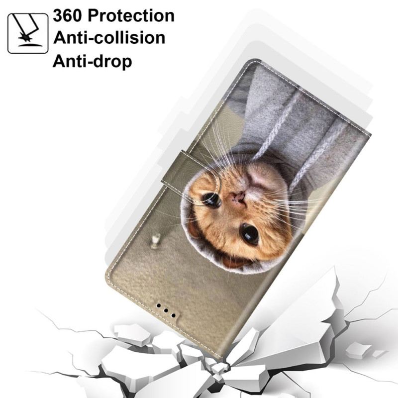 Lederhüllen Samsung Galaxy S24 Ultra 5g Handyhülle Katze Im Gelben Trägerpullover