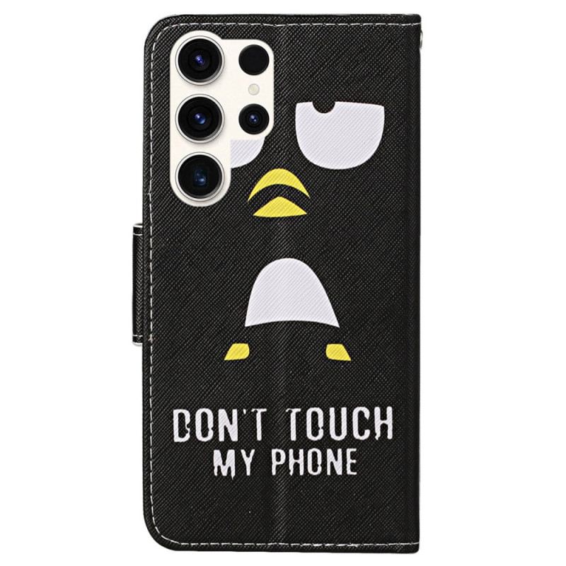 Lederhüllen Samsung Galaxy S24 Ultra 5g Pinguin Don't Touch My Phone Lanyard