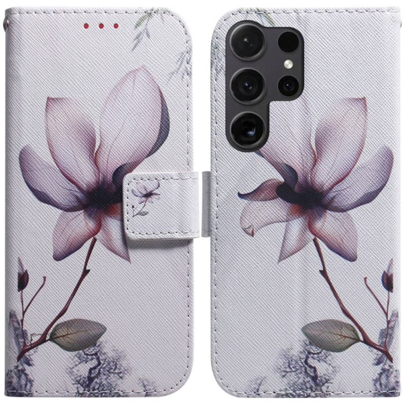 Lederhüllen Samsung Galaxy S24 Ultra 5g Rosa Blume