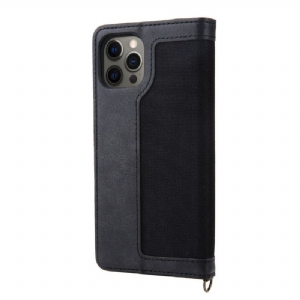 Flip Case Für iPhone 12 Pro Max Leinwand Aus Kunstleder