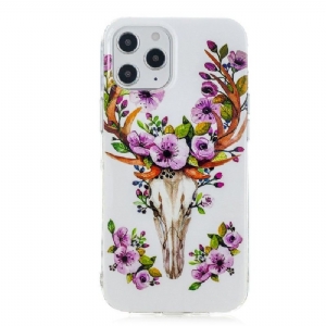 Handyhülle Für iPhone 12 Pro Max Leuchtender Hirsch Und Blumen