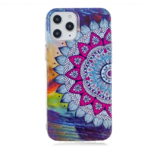 Handyhülle Für iPhone 12 Pro Max Leuchtendes Buntes Mandala