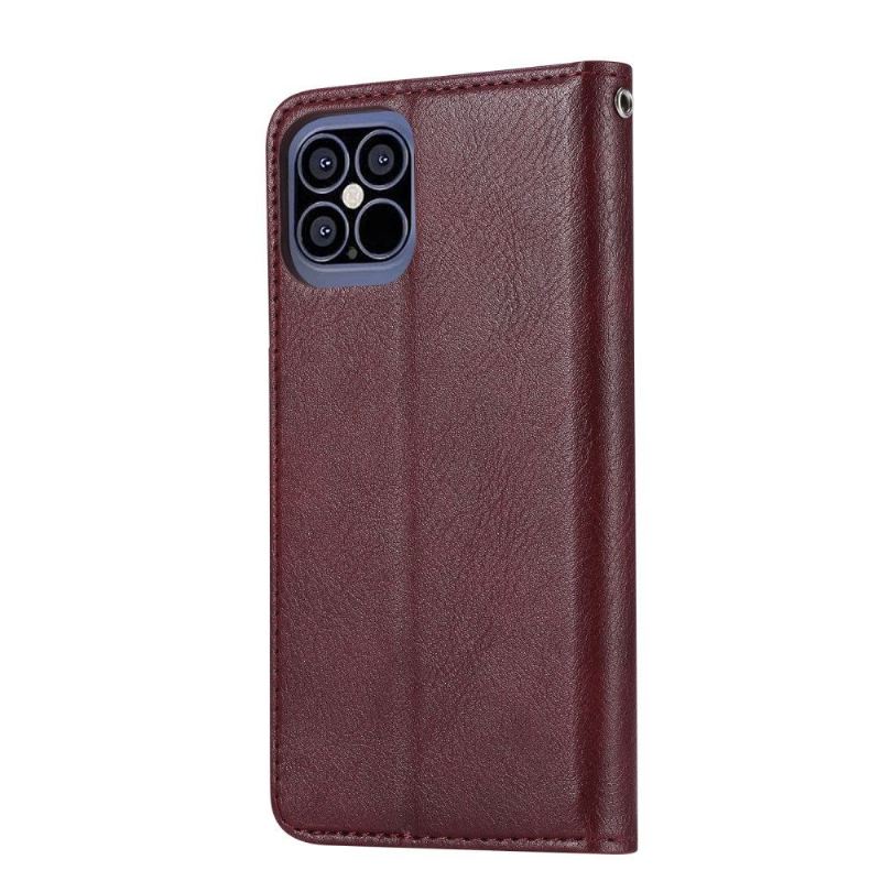 Lederhüllen Für iPhone 12 Pro Max Faux Leather Stand Case - Weinrot