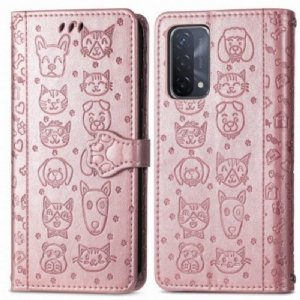 Flip Case Für Oppo A54 5G / A74 5G Animierte Tiere